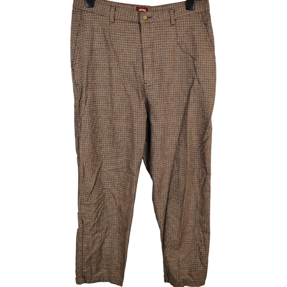 Riders Womens SZ 18 M Casuals Tapered Pants Brown Plaid Dark Academia Preppy